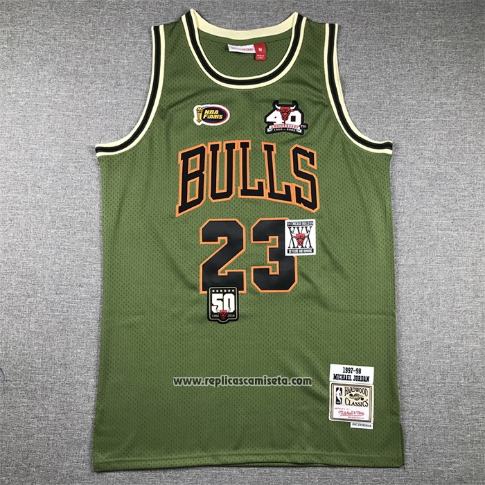 Camiseta Chicago Bulls Michael Jordan #23 Mitchell & Ness 1997-98 Verde2